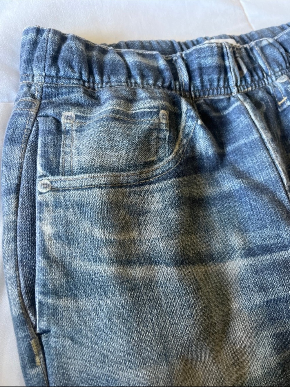 rag & bone faded blue denim faux pants / sweatpants